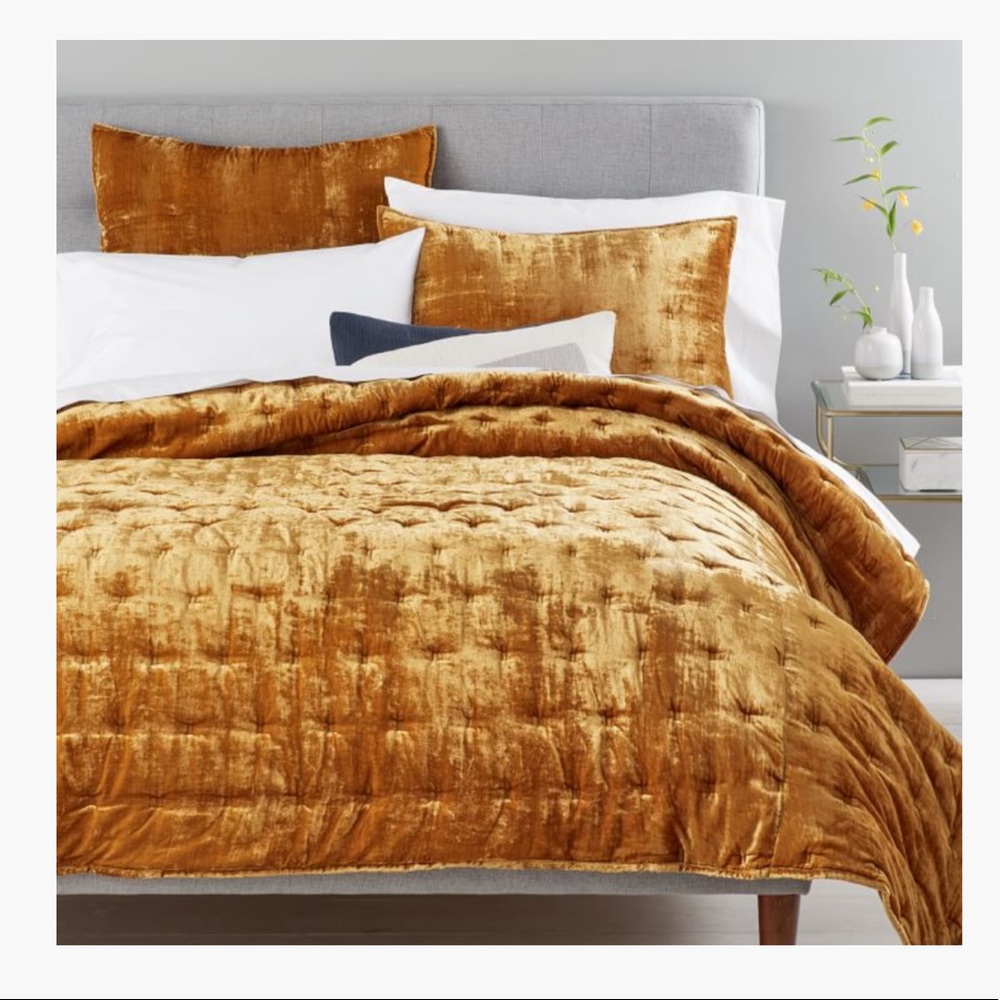 West Elm Lush Velvet Tack Stitch Quilt & Shams